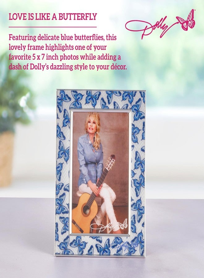 Dolly Parton 5.56x7.5x0.48 Inch Blue Butterfly Enamel Photo Frame, Displays one 4x6 Photo - Image 5